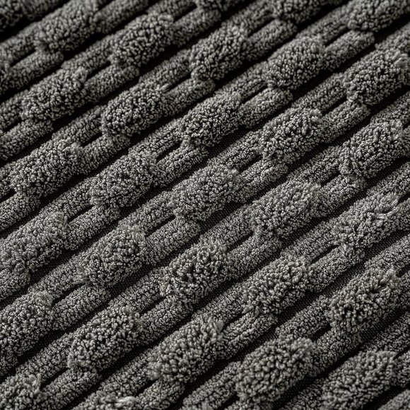 Pompom Dark Grey Texture Corduroy Farmhouse Cute Luxury Soft Pillow Cover Set - Picture 5 of 7